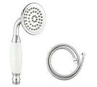 Ownace Traditional Brass Ceramics Telephone Hand Held Shower Head 3 Inch Victorian Shower Head with Hose Chrome for Bathroom