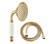 Ownace Victorian Titanium Gold Shower Head Larger Size 4.25 Inch Traditional Brass&Ceramics Telephone Hand Shower Head and 59 Inch Hose Set for Bathroom