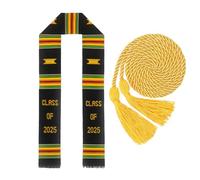 OwnBosy Kente Graduation Stole Class of 2025 with Honor Cord Set, Class Stole+yellow Cord, 72"