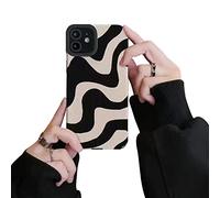 Ownest Compatible with iPhone 12 Mini Case, Fashion Simple Cute Zebra Stripes Pattern Wave design Phone Case for Women Girls Soft Silicone Protection Case for iPhone 12 Mini-Black