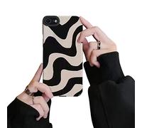 Ownest Compatible with iPhone 7/SE Case, Fashion Simple Cute Zebra Stripes Pattern Wave design Phone Case for Women Girls Soft Silicone Protection Case for iPhone 7/SE-Black