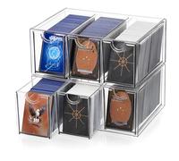 OwnMy 2 Plastic Card Storage Cases, Stackable Clear Plastic Trading Card Cases with 6 Drawers, TCG/MTG/PTCG/Sports Cards Storage Boxes Organizer