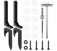 OwnMy 2 Set Fence Post Repair Kit Heavy Duty Fence Post Anchor Repair Kit, Rotten Leaning Wood Fence Post Repair Kit Wooden Fence Post Support Brackets, Adjustable Metal Fence Post Repair Hardwares