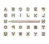 OwnMy 27PCS Leather Stamping Tools Kit Includes 26PCS 6mm Capital Letters Alphabet Stamps and 1 Steel Punch Handle, Metal Leathercarft Embossing Stamp Tools for Leather Art Crafts Marking/Working