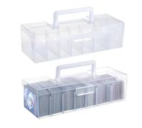 OwnMy 2PCS Plastic Trading Card Storage Boxes Baseball Card Storage Boxes | Portable Baseball Card Organizer Boxes for Football Sports MTG TCG Cards, Clear Trading Card Storage Cases with Dividers