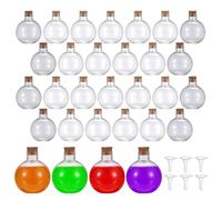 OwnMy 30PCS 5 oz Plastic Potion Bottles with Corks, Small Empty Bottles for Drinks Wedding Party Favors, Halloween Potion Cork Jars Spell Jars for Witchcraft, Clear Sand Art Bottle for DIY Gift Crafts