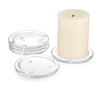 OwnMy 5PCS Clear Glass Candle Plates 4 Inch Pillar Candle Holders, Glass Coaster Holder Small Round Plate Candle Tray Candle Plate for Pillar Candle, Modern Candle Centerpiece for Dining Table Wedding