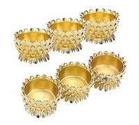 OwnMy 6 PCS Metal Lotus Ghee Oil Lamp Holder Gold Lotus Tea Light Candle Holders Set, Altar Lotus Diya Butter Lamp Holders for Diwali Puja Pooja Decoration Candle Centerpieces