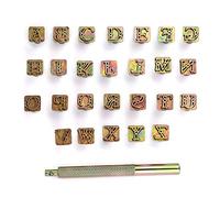OwnMy Capital Letters Stamp Set, 3/8” / 9.5mm Alphabet Stamp Tools Set Leather Craft Stamping Tools Leather Art Craft Tool (9.5mm - 27pcs)