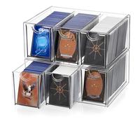 OwnMy Plastic Trading Card Storage Box with 6 Drawers, Card Storage Drawers | Clear Stackable Baseball Card Storage Boxes for Cabinet, 2200+ Trading Card Organizers Boxes for Sports, TCG, MTG, PTCG Cards