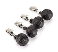 OwnMy Set of 4 Black Tablecloth Weights Clip on, Pendant Tablecloth Weights Kit with Cast Iron Round Ball, Heavy Duty Flag Weight Clips for Outdoor Garden Party Picnic Table Cloths