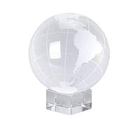 OwnMy World Globe Crystal Ball Glass Sphere Display Globe Paperweight Healing Meditation Ball with Clear Stand for Creative Gift (Globe / 80MM)