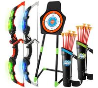 OWNONE 1 Bow and Arrow Set for Kids, Kids Archery Set with LED Lights, Suction Cup Arrows, Standing Target, Quivers, Outdoor Toys Gifts for 3 4 5 6 7 8 9-12 Years Old Boys Girls