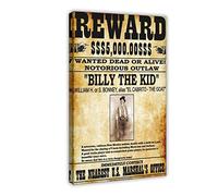 OWNPET Billy The Kid Wanted Dead Or Alive Wild West Retro Canvas Poster Wall Art Decor Print Picture Paintings for Living Room Bedroom Decoration Frame-style 12x18inch(30x45cm)
