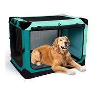 Ownpets 4 Door Folding Dog Crate, 106.5x78.5x78.5CM, Portable Pet Crate with Strong Yet Lightweight Steel Frame for Dogs & Cats, Detachable Soft Dog Kennel for Camping,X-Large