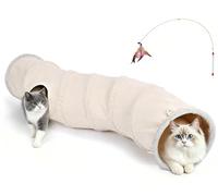 Ownpets S-Shape Cat Tunnel with Hanging Balls,30x125cm, Foldable 2-Way Tube for Kittens