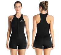 Owntop 2mm Shorty Wetsuit Women - Front Zip Wet Suit for Diving Surfing, Sleeveless Diving Suits Stretch Neoprene for Water Sports, Black XL