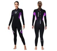 Owntop 5mm Wetsuits for Men Women - Back Zip Neoprene Diving Suit, Adult Full Length Wet Suits, Thermal Flexible Dive Skin for Cold Water Diving Surfing, Women Purple XXL
