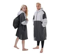 Owntop Changing Robe for Youth, Windproof Waterproof Oversized Change Robe Coat with Plush-Lined Pockets & Hood for Beach Surf Swim Dog Walking (Grey,XS)