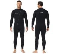 Owntop Mens Wetsuit 3mm - Front Zip Full Diving Suits, Stretch Pro Neoprene Wet Suit Thermal Full Length Dive Skin for Surfing Snorkeling, Men Black M