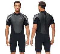 Owntop Mens Wetsuit Shorty 3mm Neoprene Wet Suit for Diving Surfing Swimming Kayaking (Men's Grey, M)