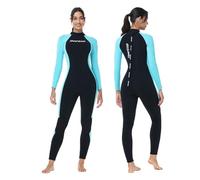 Owntop Mens Womens Wetsuit 3/2mm - Full Length Diving Suits, Back Zip Neoprene Wet Suits, Thermal Stretch Pro Dive Skin for Surfing Snorkeling, Women Blue M