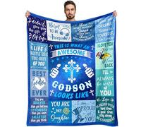 Ownxhbc Godson Gifts from Godmother Godfather, Godson Birthday Gifts Blanket 60"x50", Graduation Wedding Gifts Ideas for Godson, Baptism Gifts for Boys, to My Godson Gifts, Best Godson Ever Gifts