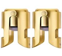 OWO Champagne Bottle Stoppers Stainless Steel, Reusable Champagne Cork & Saver Stopper, Leak Proof Prosecco & Sparkling Wine Plug, Bubble Retention Protection（Gold, 2 Pack）