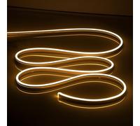 OWOFYDR LED Neon Lights Flexible White 16.4FT/5M 12V DC Waterproof Flexible LED NEON Light for Indoors Outdoors Decorm (Warm White, 1Pc：No Adapter, No Accessories)