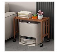 OWOHYG 1/2/ 3/4 Tiers Robot Vacuum Storage Stand, Rolling Bamboo Display Rack with Height Adjustable Shelf, Home Living Room Kitchen Smart Sweeper Cabinet,70x38x53cm/27.5x15x21in