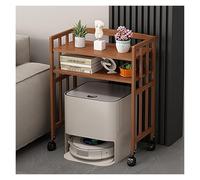 OWOHYG 1/2/ 3/4 Tiers Robot Vacuum Storage Stand, Rolling Bamboo Display Rack with Height Adjustable Shelf, Home Living Room Kitchen Smart Sweeper Cabinet,80x38x88cm/31.5x15x34.6in