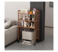 OWOHYG 1/2/ 3/4 Tiers Robot Vacuum Storage Stand, Rolling Bamboo Display Rack with Height Adjustable Shelf, Home Living Room Kitchen Smart Sweeper Cabinet,50x38x123cm/19.6x15x48.4in