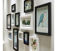 OWOHYG 12 Pieces of DIY European Style Solid Wood Frame Wall, Creative Wall Set,136 * 76cm,Black+white