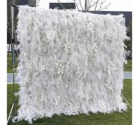 OWOHYG 2 * 2m/6.5 * 6.5ft White rime artificial flower background wall cloth background flower wall,Floral Arrangement Flower Wall Panel Set, Silk Hydrangea Floral Panel for Photo Background