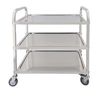 OWOHYG 3-Tier Catering Cart Heavy-Duty Stainless Steel Serving Trolley with Locking Wheels Kitchen Utility Cart for Restaurants and Commercial Use (85x45x90cm),85x45x90cm