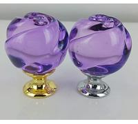 OWOHYG 32mm Crystal Rose Glass Clear Cabinet Knob Drawer Pull Handle Kit Door Wardrobe Hardware Knobs 5 Color -,Purple,Gold base
