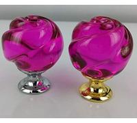 OWOHYG 32mm Crystal Rose Glass Clear Cabinet Knob Drawer Pull Handle Kit Door Wardrobe Hardware Knobs 5 Color -,Dark Pink,silver base