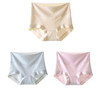 OWOHYG 3Pcs Women Underwear Plus Size High-Rise Panties Solid Cotton Breathable Abdomen Hip-Lifting Briefs Mom Lingerie Underwear.3 Pcs Combination7-M(4060KG)