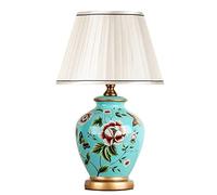 OWOHYG Bedroom Nightstand Lamps Modern Ceramic Table Lamp Ceramic Flower and Bird Desk Light Chinese Style Ginger Jar LED Desk Nightstand Lamps Decorative for Bedroom Bedside Living Room,C