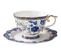 OWOHYG Blue And White Tea Cup Flower Tea Cup Female High-end Exquisite Retro Luxury English Coffee Cup Afternoon Tea Cup Mugs
