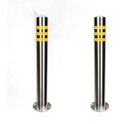 OWOHYG Bollard Post 2 Pack Parking Barriers with Base and Lock for Commercial or Private Use, Delineator Poles Bollards for Increased Night Visibility (76x750mm),76x750mm,76x750mm