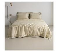 OWOHYG Cotton Sheets Pillowcase Duvet Cover Bedding Sets Twin Full Queen King Size Bed Linens Solid Color,Luxury Bed in a Bag,Beige,Twin