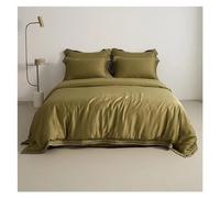 OWOHYG Cotton Sheets Pillowcase Duvet Cover Bedding Sets Twin Full Queen King Size Bed Linens Solid Color,Luxury Bed in a Bag,Green,Queen