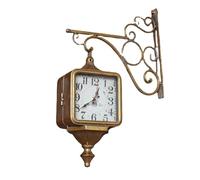 OWOHYG Double Sided Clock-14CM European Retro Mute Wall Mounted Clock for Outdoor Garden Indoor Living Room Bedroom Corridor