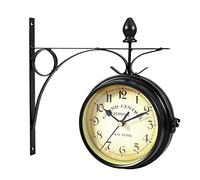 OWOHYG Double Sided Clock Waterproof European-Style Double-Sided Wall Clock Creative Classic Clocks Monochrome for Patio Garage Train Station Clock