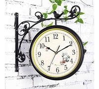 OWOHYG Double Sided Wall Clock Station Clock Little Bird Design Wrought Iron Train Clock 360 Degree Rotate for Indoor Garden - Outdoor Clocks Waterproof Decoration
