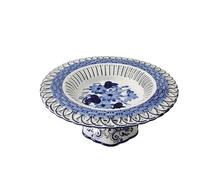 OWOHYG Fruit Tray Chinese Blue And White Porcelain High-Foot Plate Ceramic Dried Fruit Plate Tea Plate Living Room Snack Fruit Plate Home Supply Plate Ornaments Fruit Holder.B