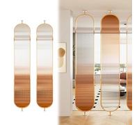 OWOHYG Gradient Tempered Glass Room Divider Panel - 2pcs, Decorative Space Divider Height 30cm/11.8in Wide Vertical Stripe Glass, Commercial Partition,Gradient Orange-H130cm-4.3