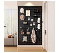 OWOHYG Heavy Duty Pegboard Wall Organizer With Frame, Metal Wall Mount Display Rack, Peg Board Combination Kit, For Garage Tool Storage Workshop Craft Room Office.Black-40x120 cm