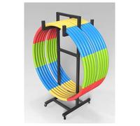 OWOHYG Hula Hoop Holder Stand & Jump Rope Storage Rack, Rolling Exercise Equipment Organizer with Wheels SpaceSaving Fitness Gear for Home Gym & Workout Essentials